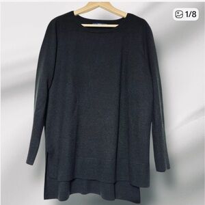 Apt. 9 Women's Black Crew Neck Sweater Tunic- size XL-silver shimmer-holiday